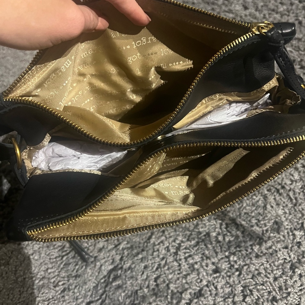 margot Black Pebbled Leather Crossbody with Gold Zippers - Picture 13 of 13